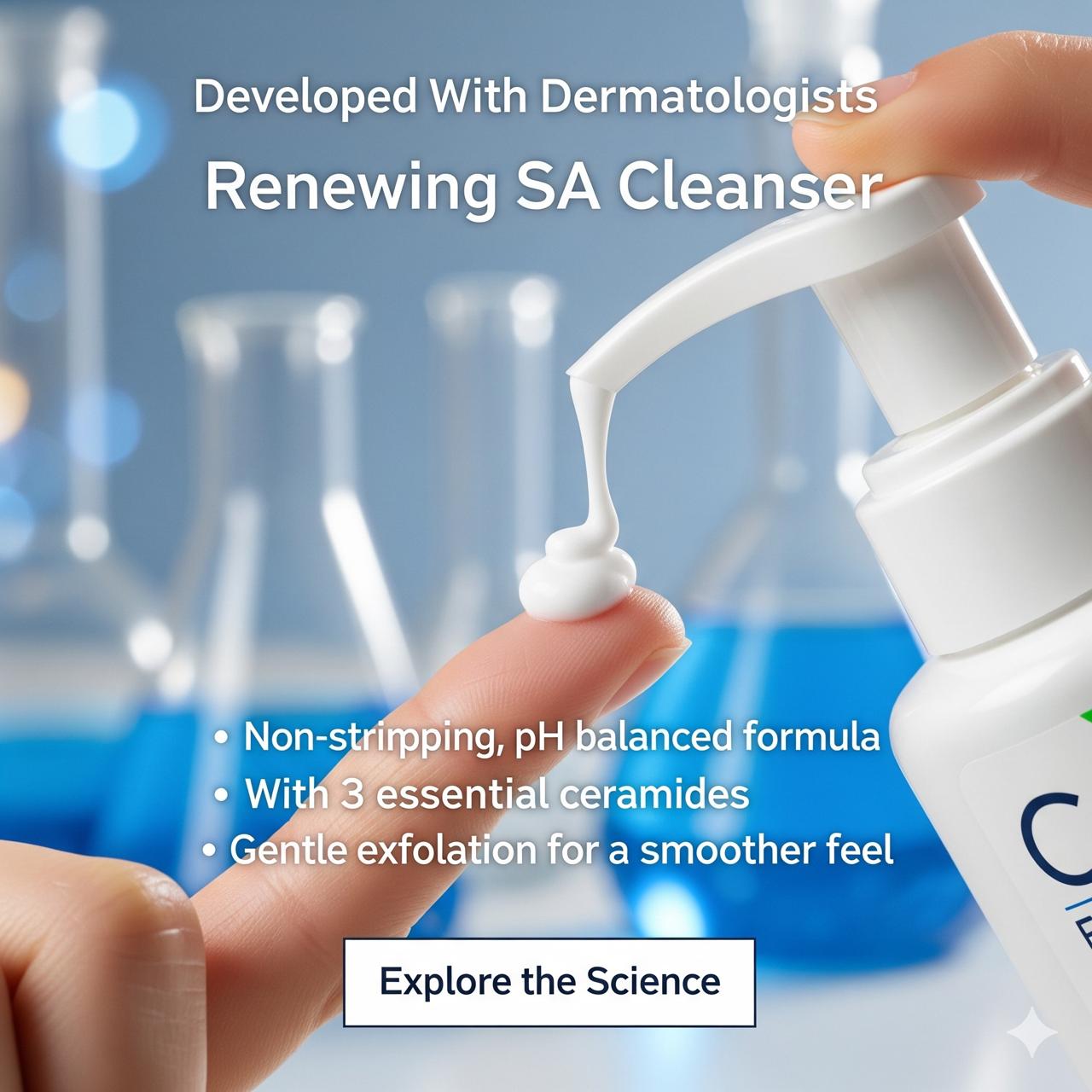 Cerave Renewing Sa Cleanser And Hydrating Cleanser With Salicylic Acid & Ceramides – (237ml)