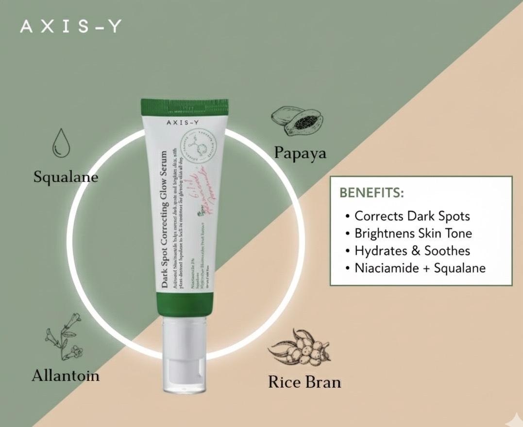 AXIS-Y Dark Spot Correcting Glow Serum 50ml – Brightening, Hydrating & Even-Tone Skincare Solution