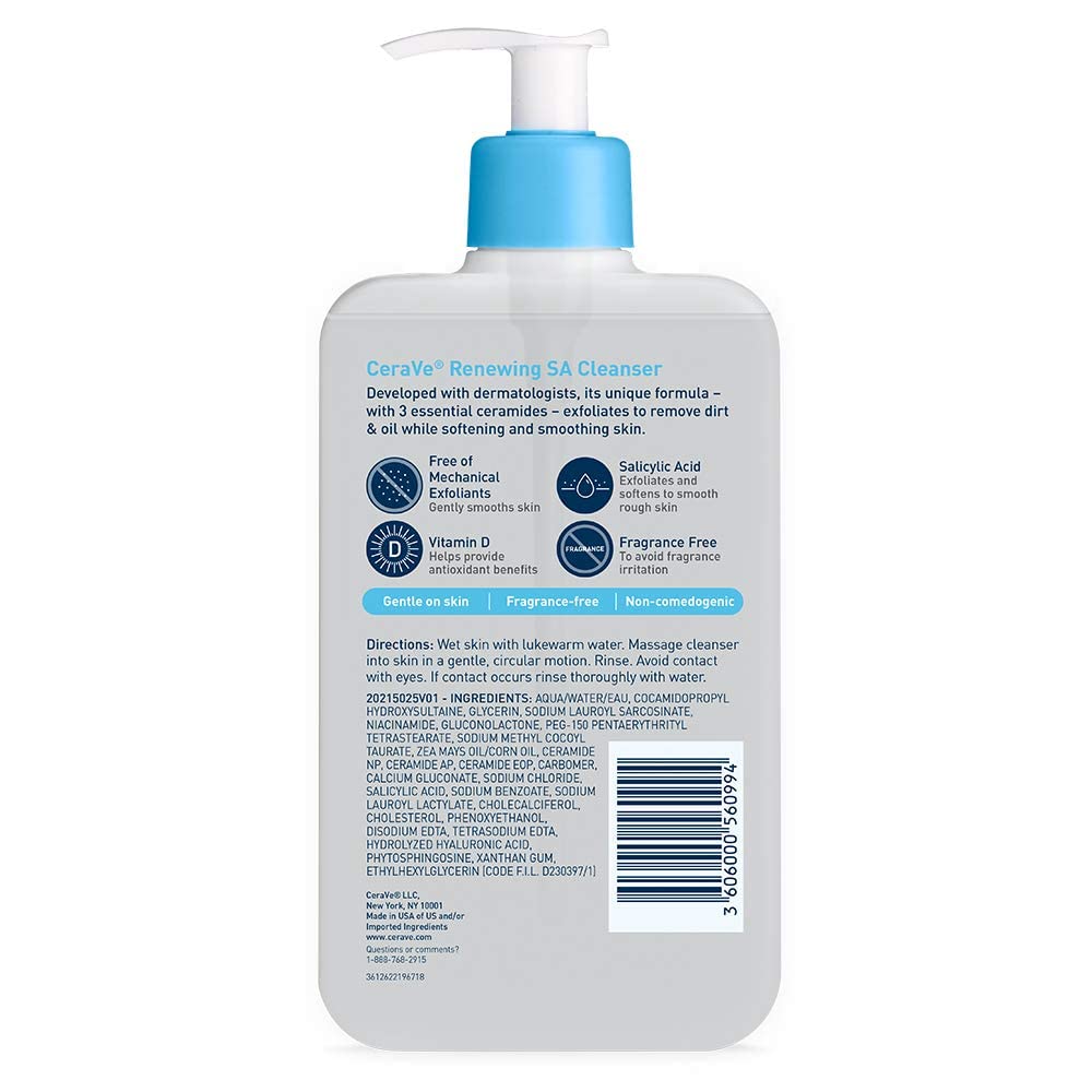 Cerave Renewing Sa Cleanser And Hydrating Cleanser With Salicylic Acid & Ceramides – (237ml)