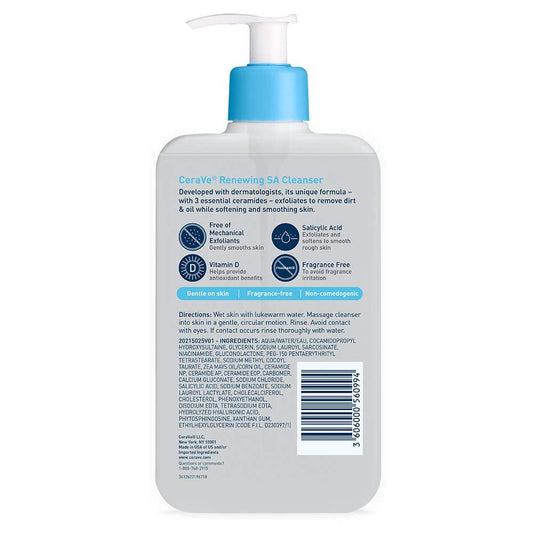 Cerave Renewing Sa Cleanser And Hydrating Cleanser With Salicylic Acid & Ceramides – (237ml)