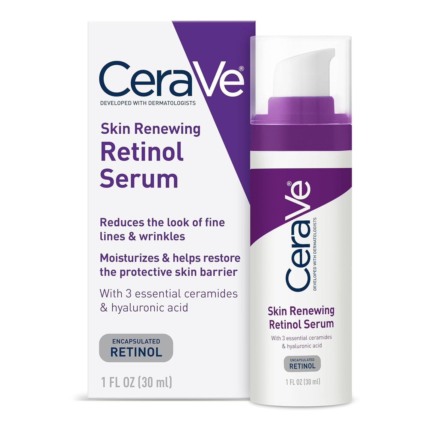 Cerave, Skin Renewing Retinol Serum, (30 Ml) Lcerave Skin Renewing Serum With Retinol – Anti-aging & Smoothing Formula(30 Ml) L