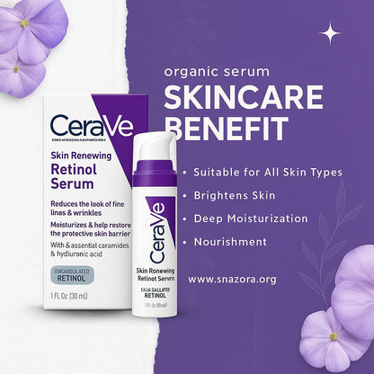 Cerave, Skin Renewing Retinol Serum, (30 Ml) Lcerave Skin Renewing Serum With Retinol – Anti-aging & Smoothing Formula(30 Ml) L