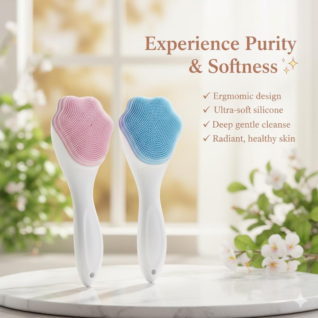 1 Pcs Silicone Face Scrubber Exfoliating Brush, Manual Handheld Massager, Facial Cleansing And Blackhead Scrubber, Soft Bristles For Face Skincare (random Color)